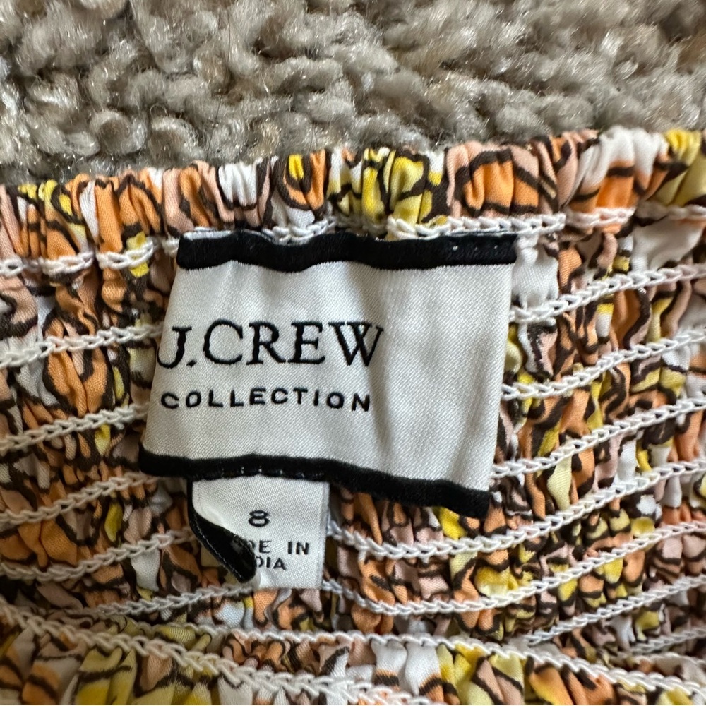 J Crew Collection Smocked Cross Back Dress in Medallion Floral Midi - Picture 7 of 8